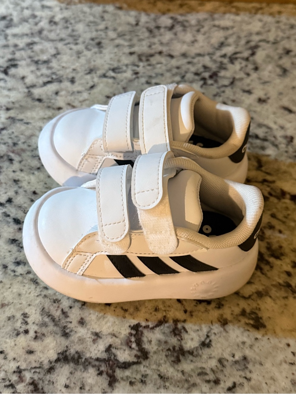 adidas toddler White and Black Velcro Sneakers